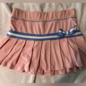 Dolls Kill Terry Cloth Pleated Striped Bow Mini Skirt